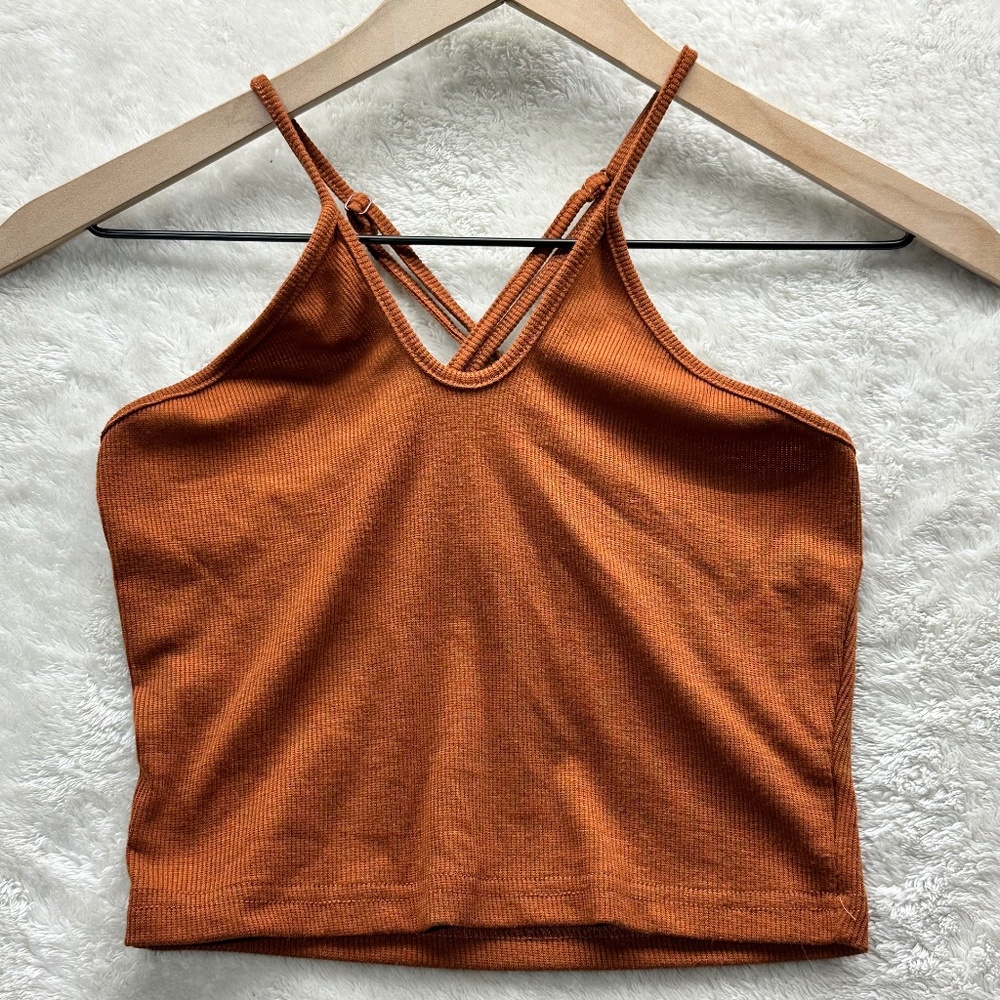SHEIN Caramel Cross-back Crop Top Tank